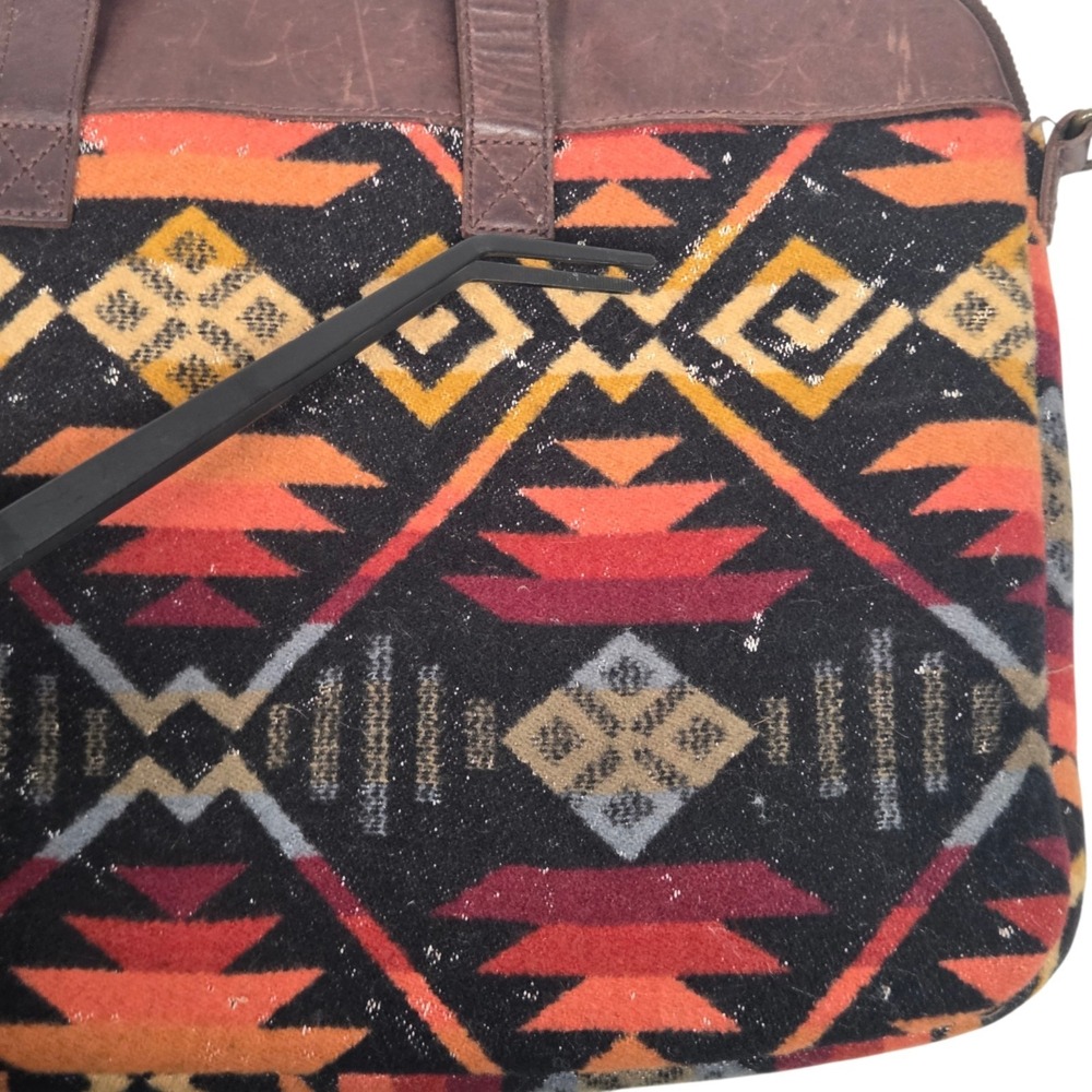 Pendleton Aztec Coyote Butte Wool Leather Laptop Bag Red Black 16" × 12" Large - Picture 6 of 11